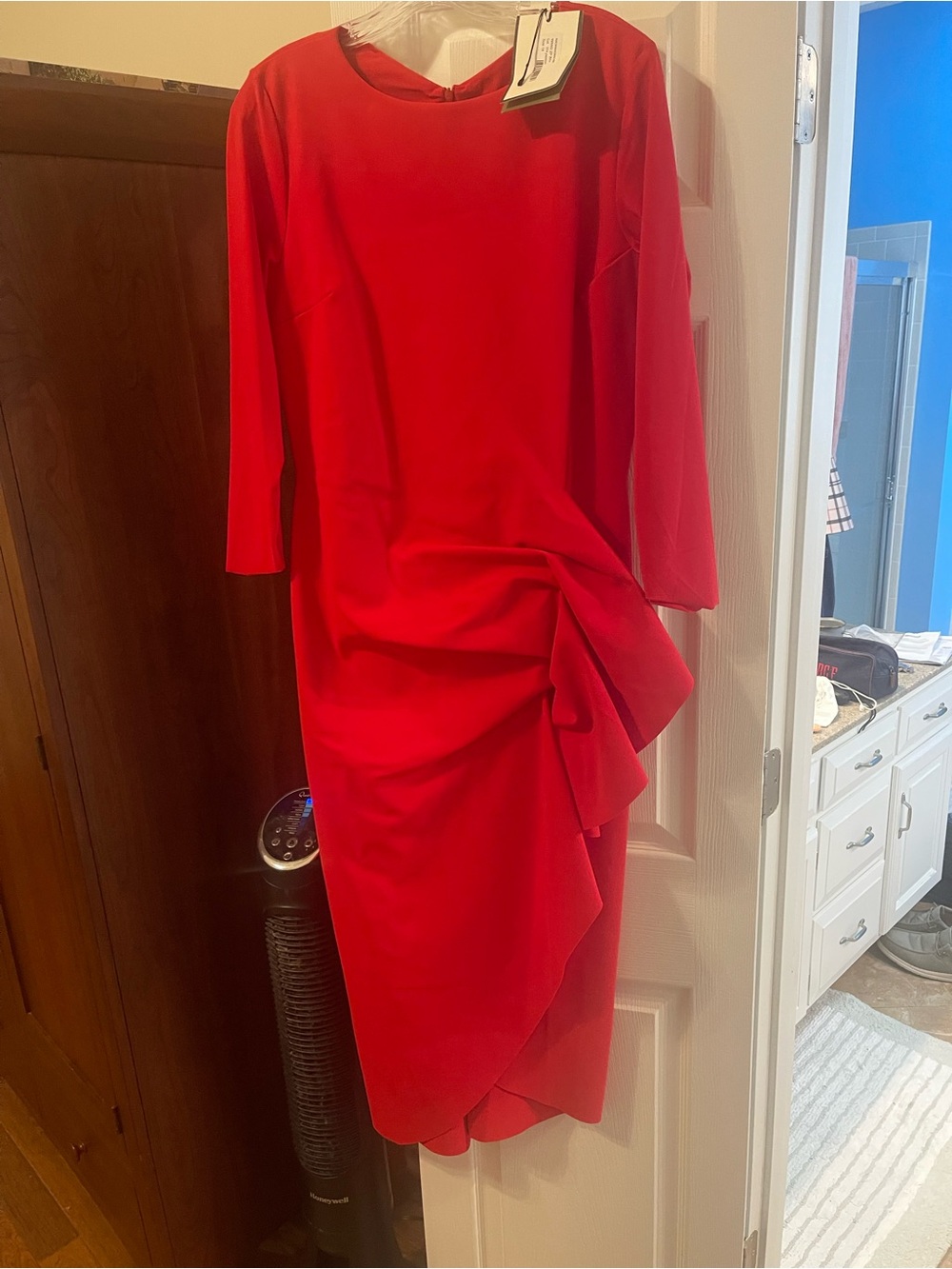 Chiara Boni Elegant Red Draped Sheath Dress